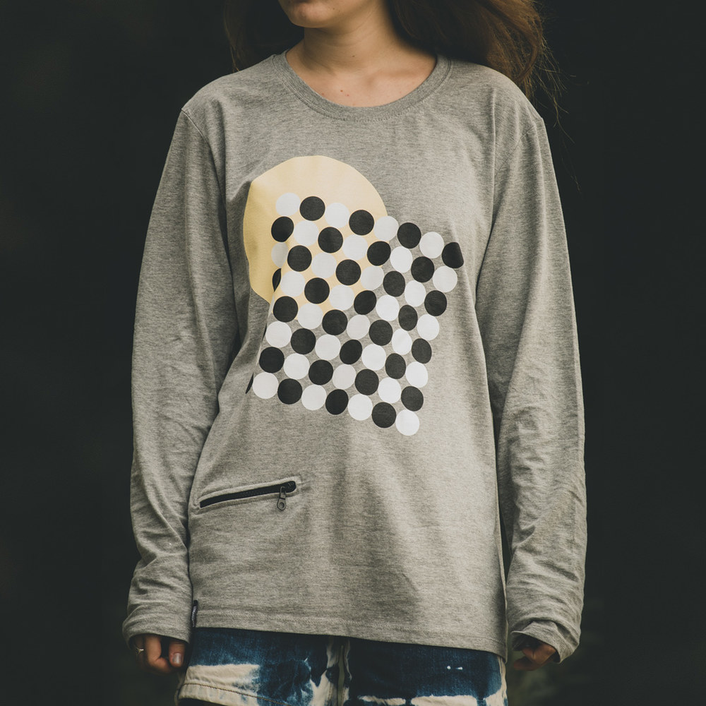 LONGSLEEVE • GO-BANG • Grey melange  |  Pieces - transparent