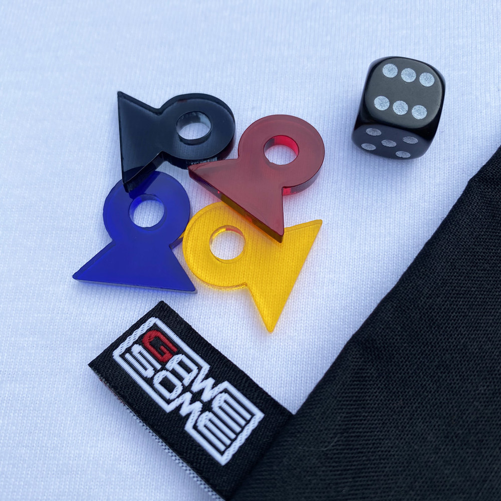 PIECES • LUDO  |  red, blue, yellow & gray + dice